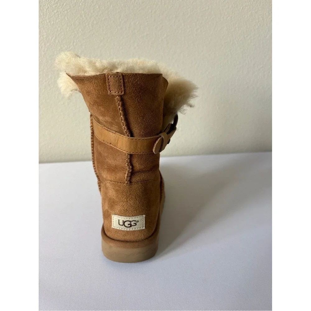 UGG Suede Boots Nash Chestnut Shearling Mid-Calf Boot with Buckle